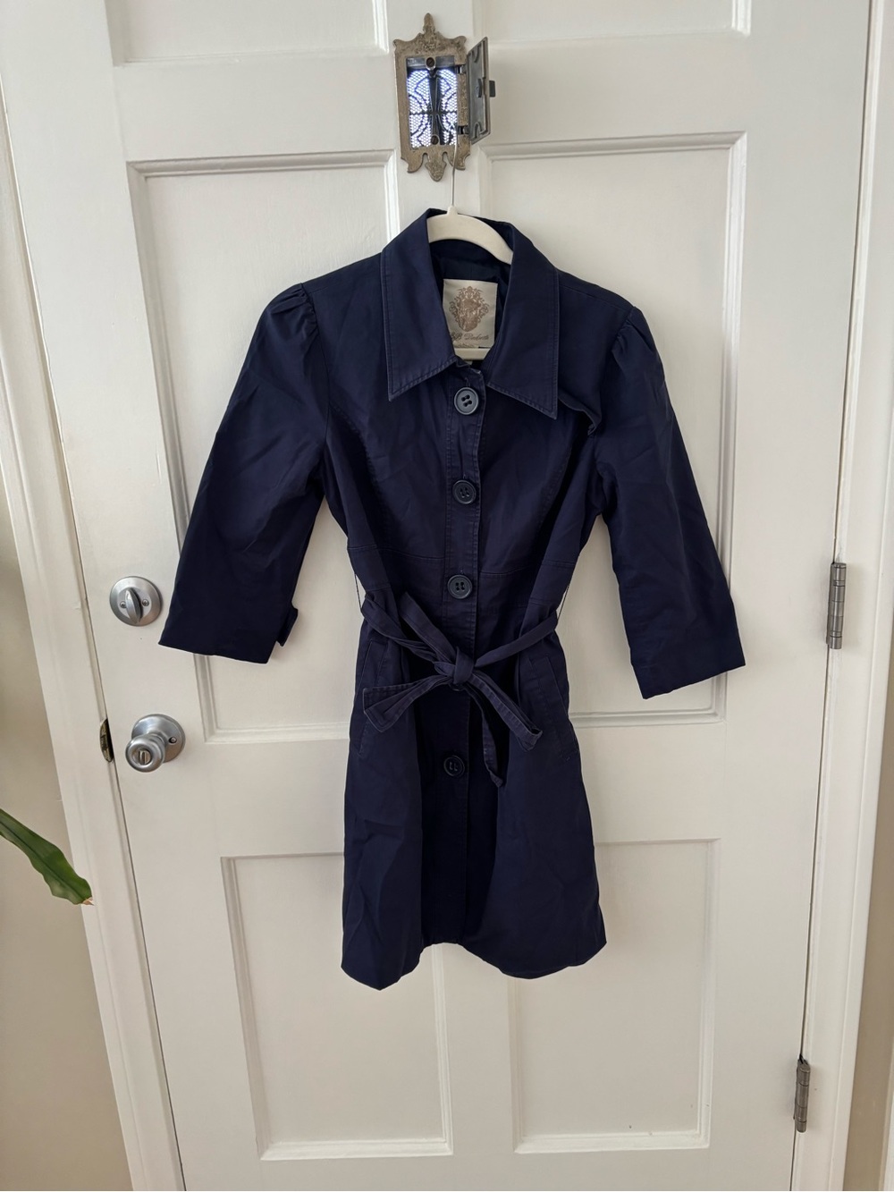 BB Dakota Navy Cotton-Blend Collar Jacket